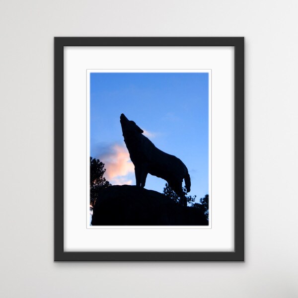 Wolf Statue Silhouette Frame